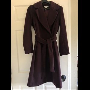 Burgundy H&M Wool Blend Long Coat